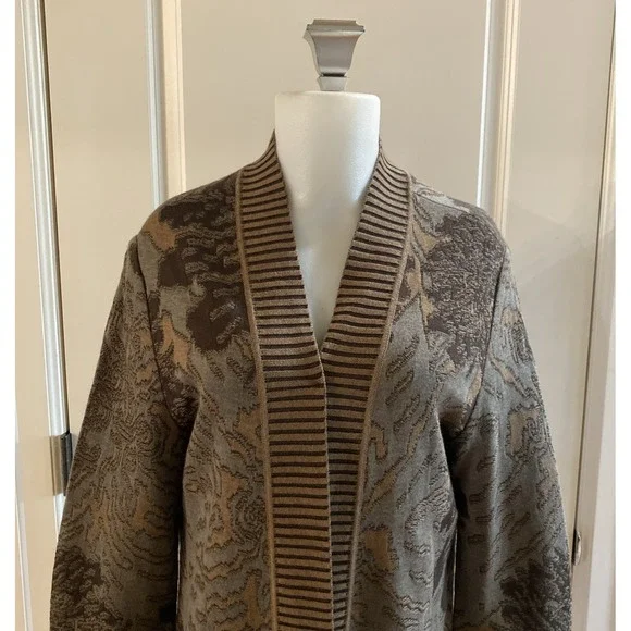 Peruvian Connection Long Line Cardigan Sweater Duster Size Large Pima Cotton - Picture 2 of 14